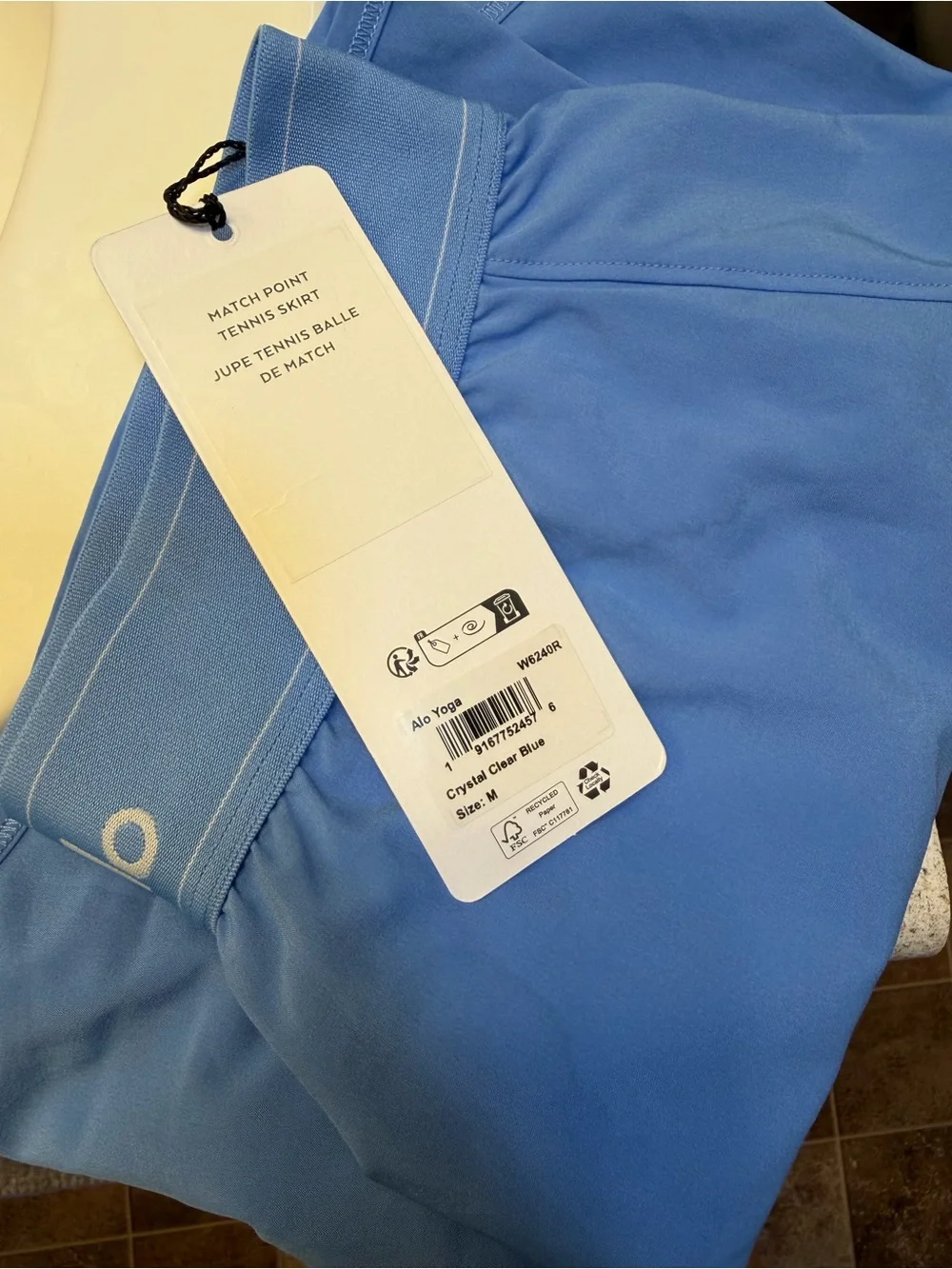 ALO Yoga Crystal Clear Blue Tennis Skirt SIZE M